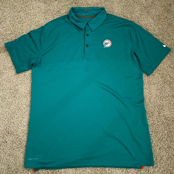 COPY - Nike Flex Miami Dolphins NFL On-Field Polo Shirt Dri-FIT Teal (LG) - Picture 1 of 8